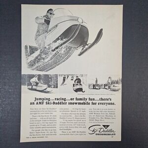 1966 AMF Ski-Daddler Snowmobiles Sno-Scout Vintage Print Ad Des Moines IA‎ Shop